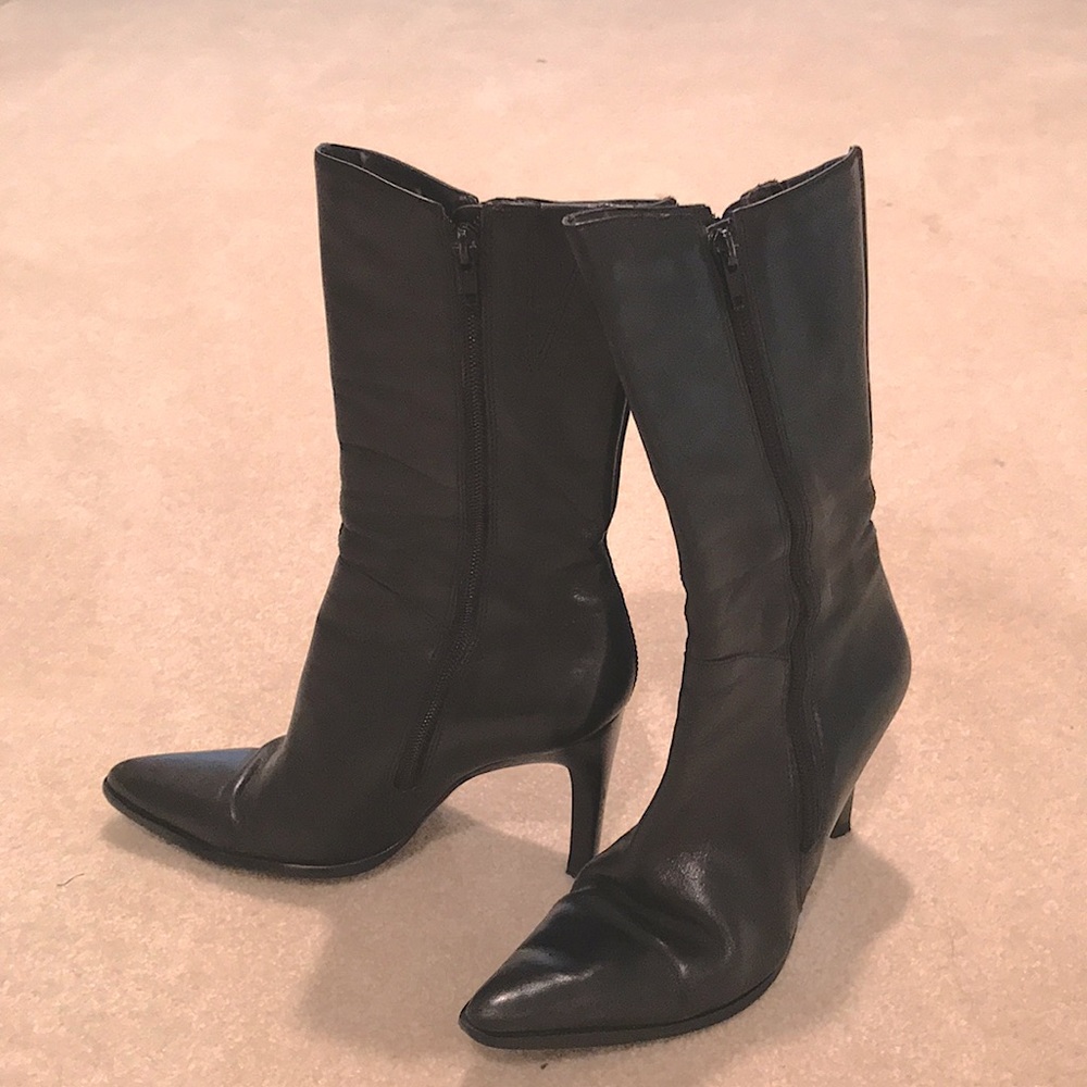 Aiba genuine leather mid-calf black boots size 7M